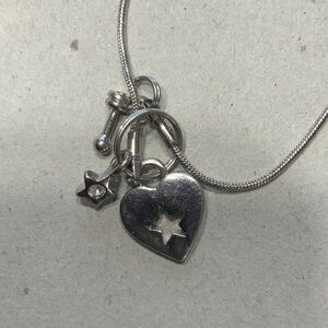 Silver Heart Pendant with CZ Necklace